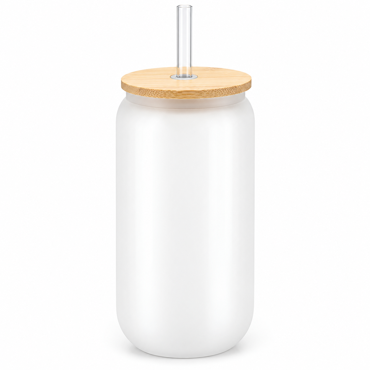 Bocal en verre et bambou avec paille