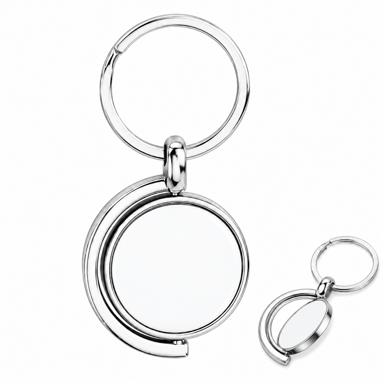 Porte-clés rond pivotant en métal